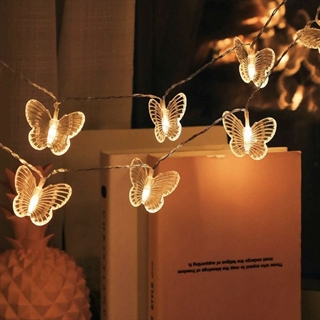 Batteridrevet lyskæde med sommerfugle - 1,5 M 10 lys